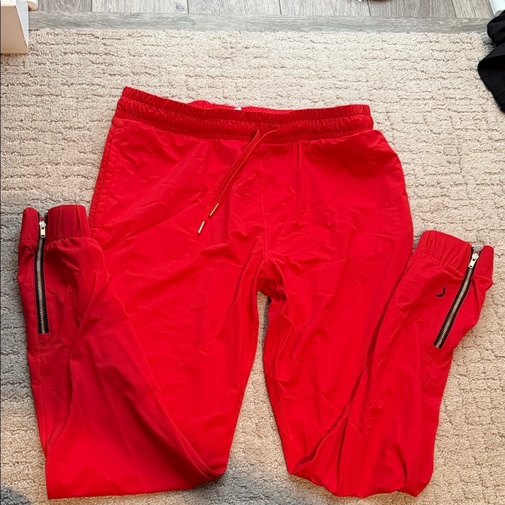 Zyia Red Jogger Pants with Zipper Pockets